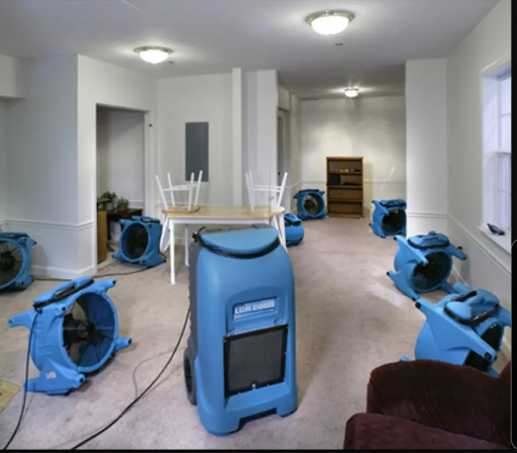Air movers and dehumidifier setup for Water Damage Restoration in Lower Swatara